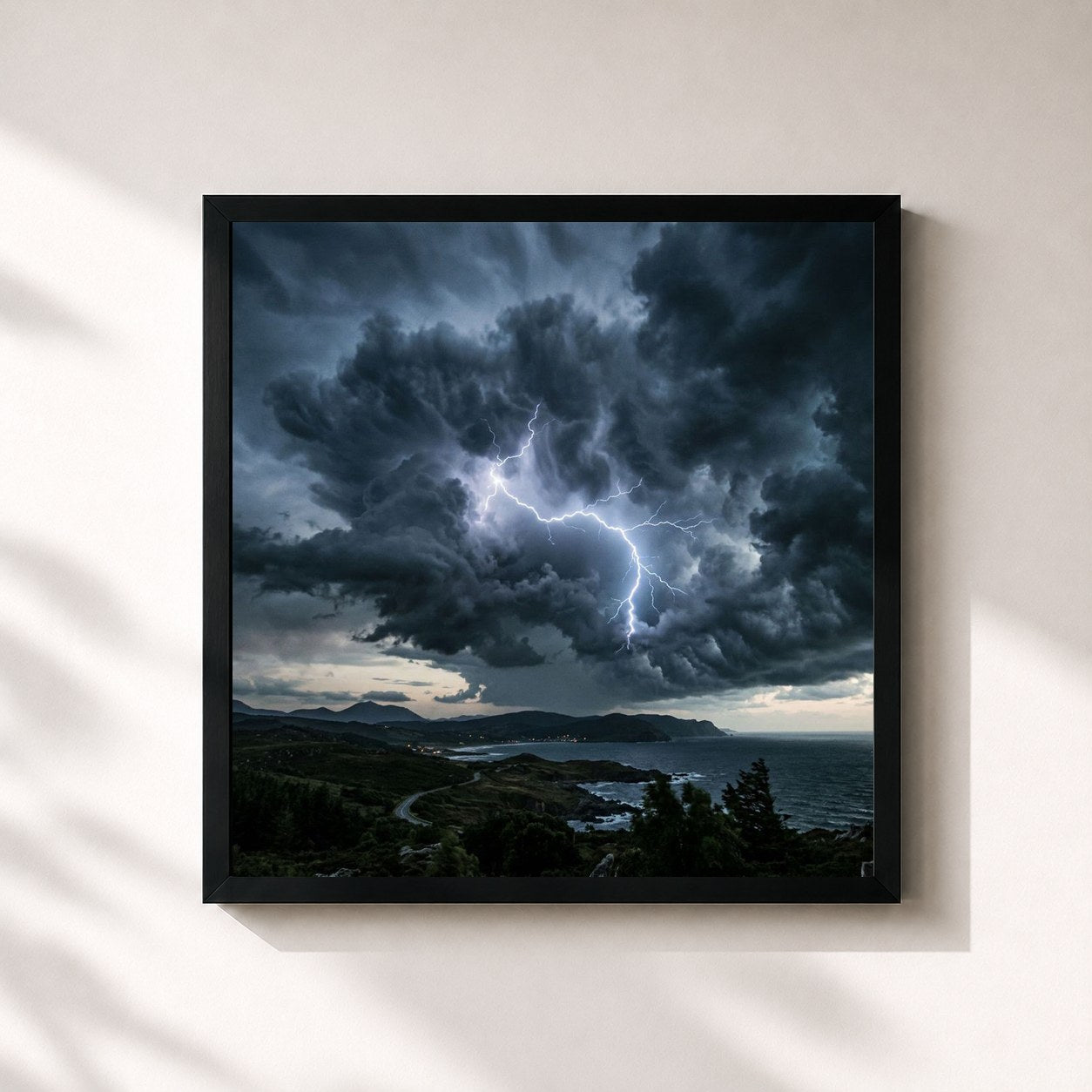 #noir Tableau carré de l'album Cielo Electrico de El Villano, cadre noir 32x32 cm