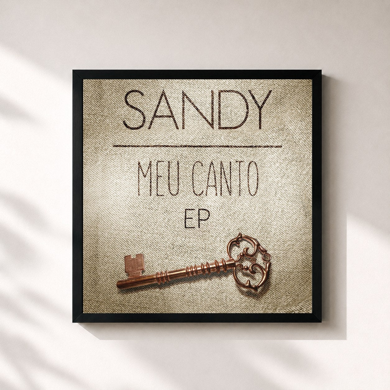 #noir Tableau carré de l'album Meu Canto - EP de Sandy, cadre noir 32x32 cm