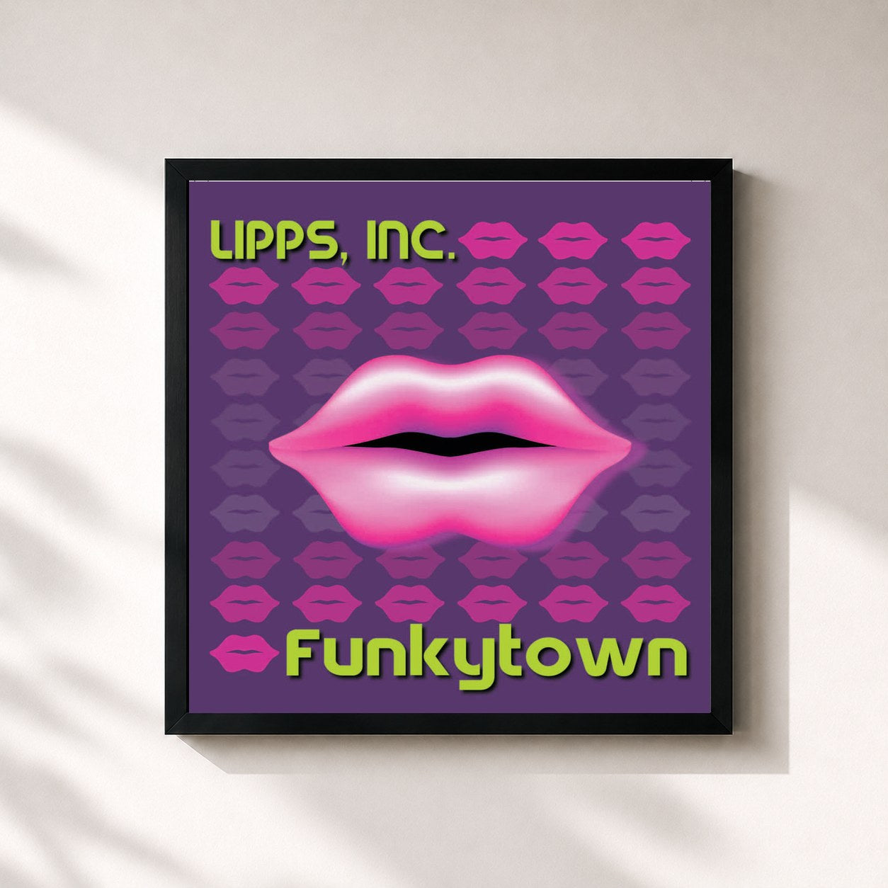 #noir Tableau carré de l'album Funkytown de Lipps Inc., cadre noir 32x32 cm