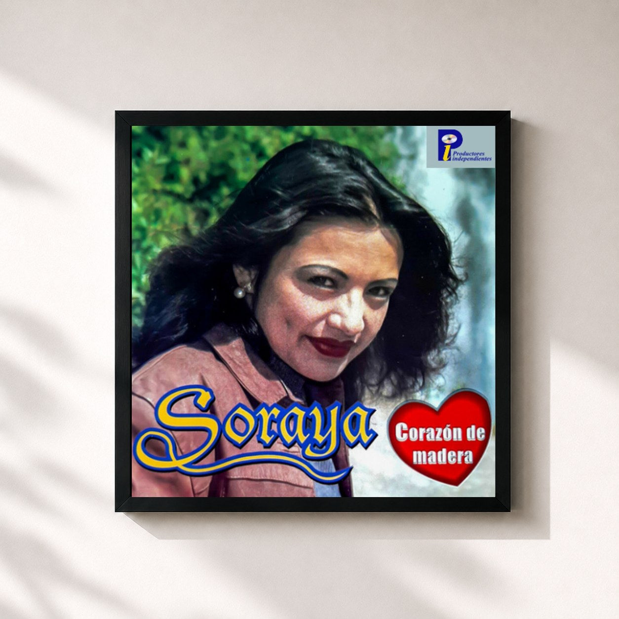 #noir Tableau carré de l'album Corazón de Madera de Soraya, cadre noir 32x32 cm