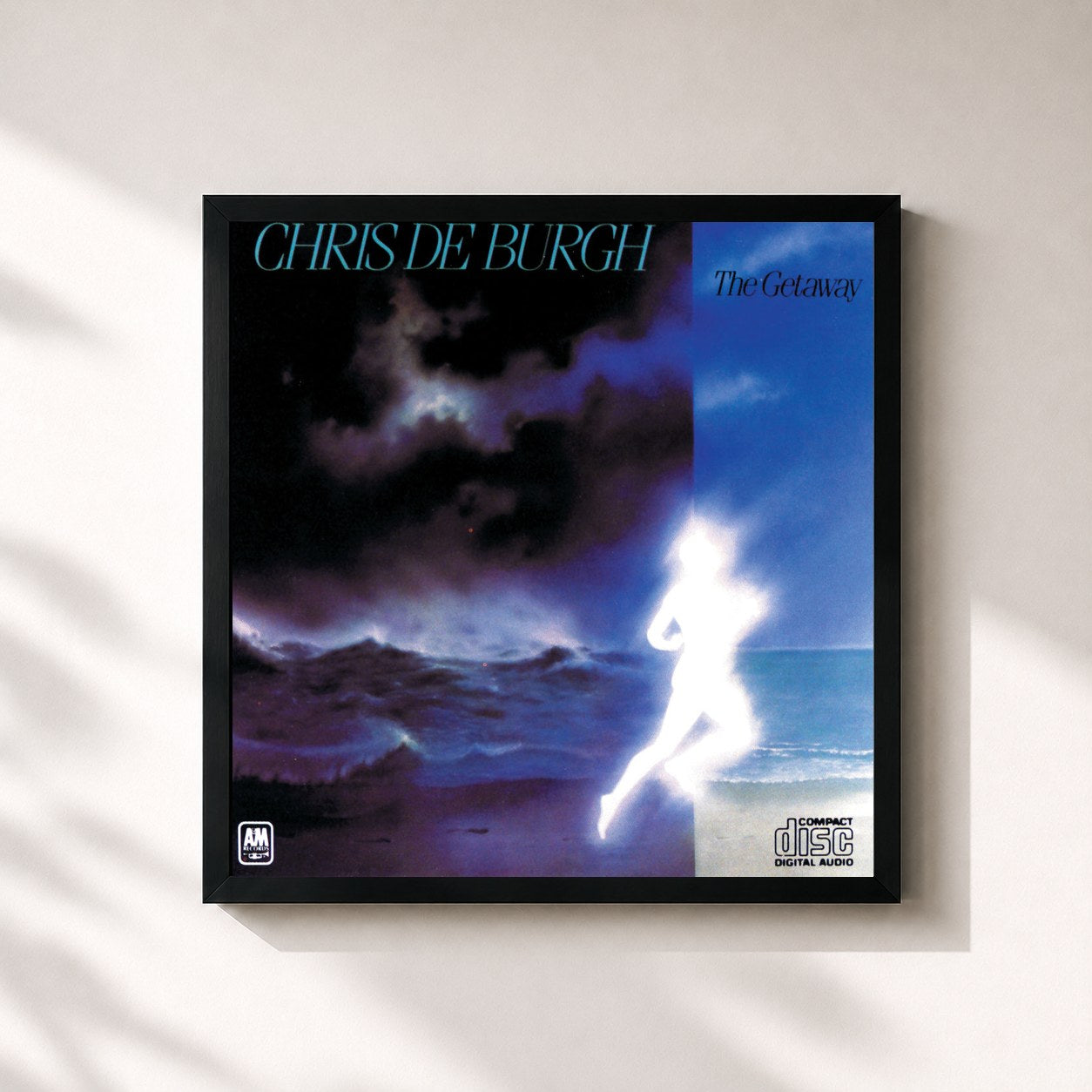 #noir Tableau carré de l'album The Getaway de Chris de Burgh, cadre noir 32x32 cm