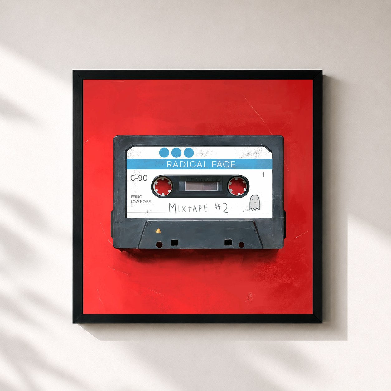 #noir Tableau carré de l'album Mixtape #2 de Radical Face, cadre noir 32x32 cm