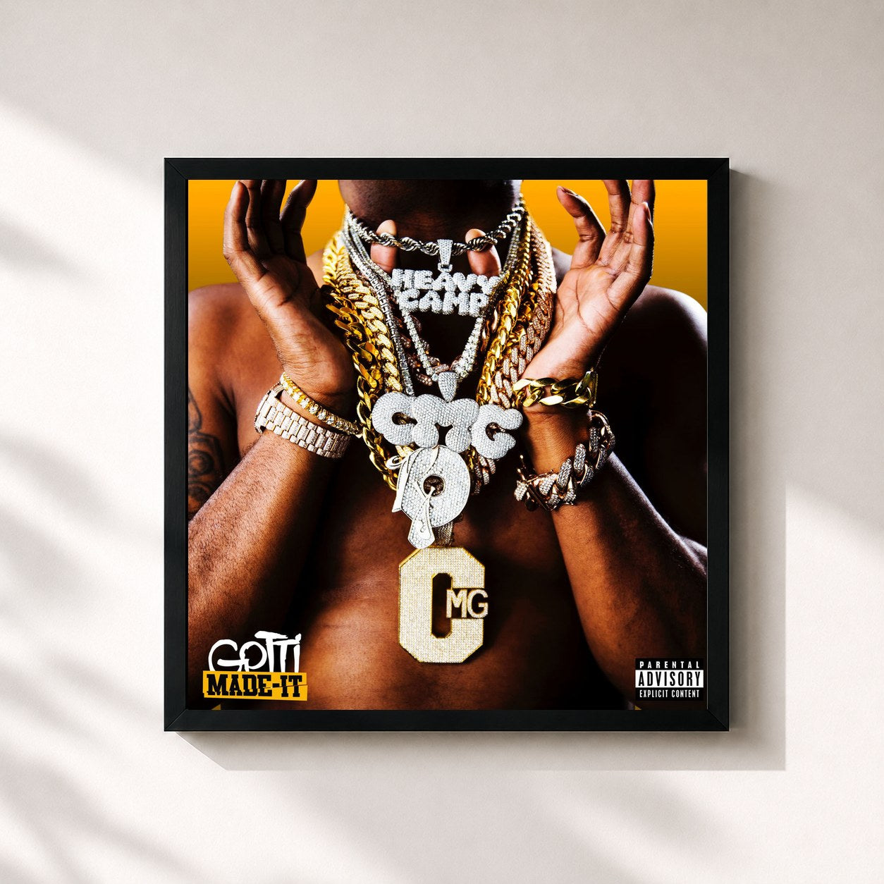 #noir Tableau carré de l'album Gotti Made-It de Yo Gotti, cadre noir 32x32 cm