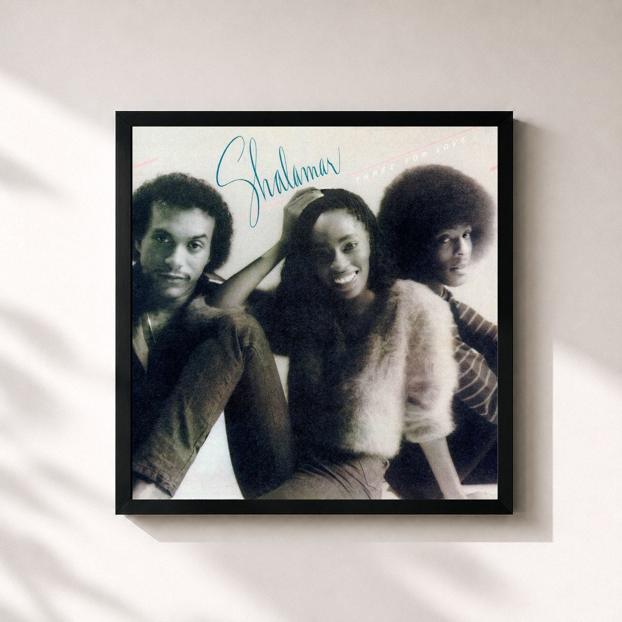#noir Tableau carré de l'album Three for Love de Shalamar, cadre noir 32x32 cm