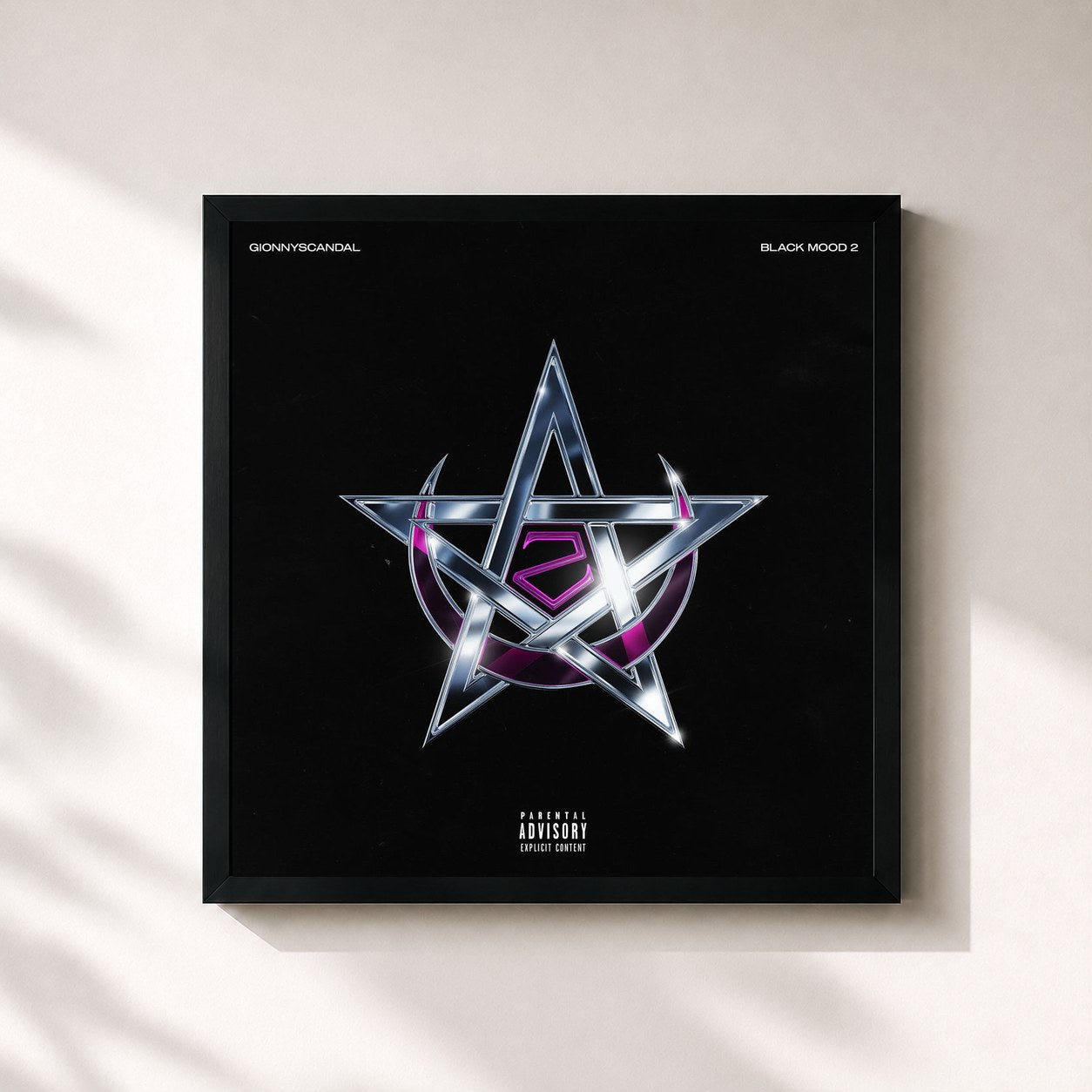 #noir Tableau carré de l'album Black Mood 2 de GionnyScandal, cadre noir 32x32 cm