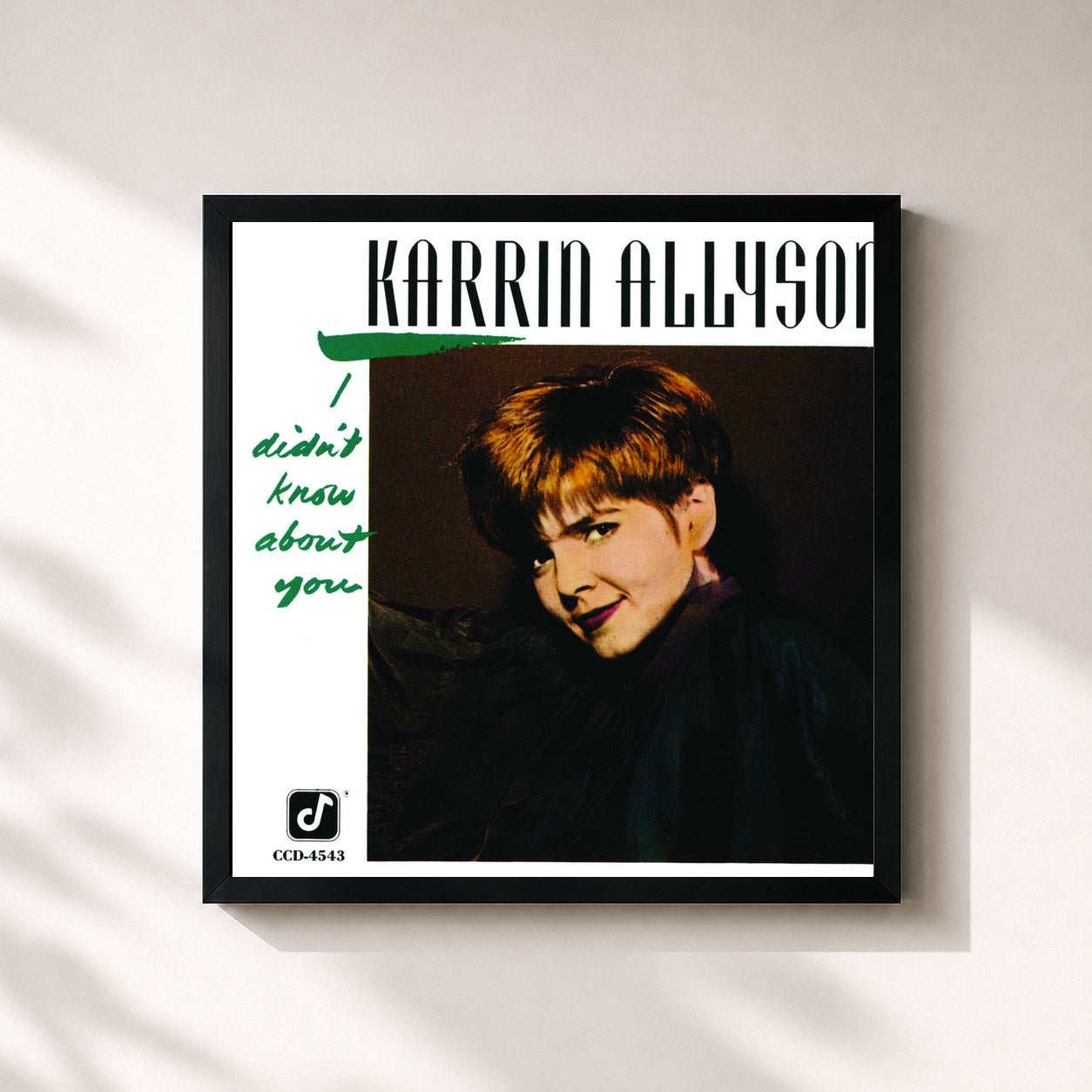 #noir Tableau carré de l'album I Didn't Know About You de Karrin Allyson, cadre noir 32x32 cm
