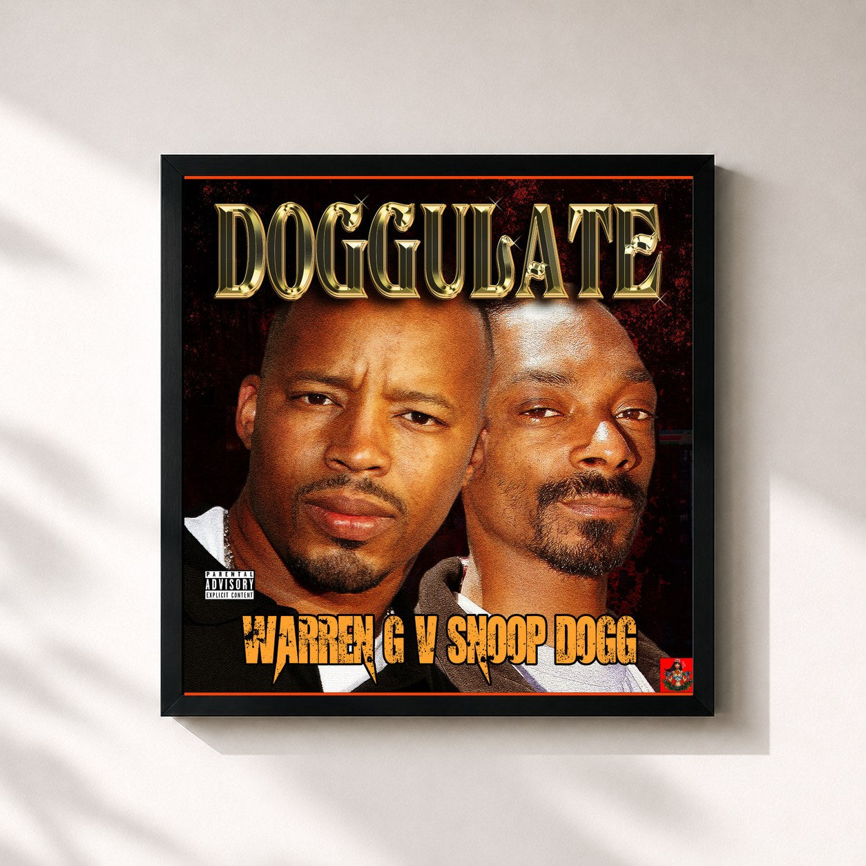 #noir Tableau carré de l'album Doggulate de Warren G, cadre noir 32x32 cm