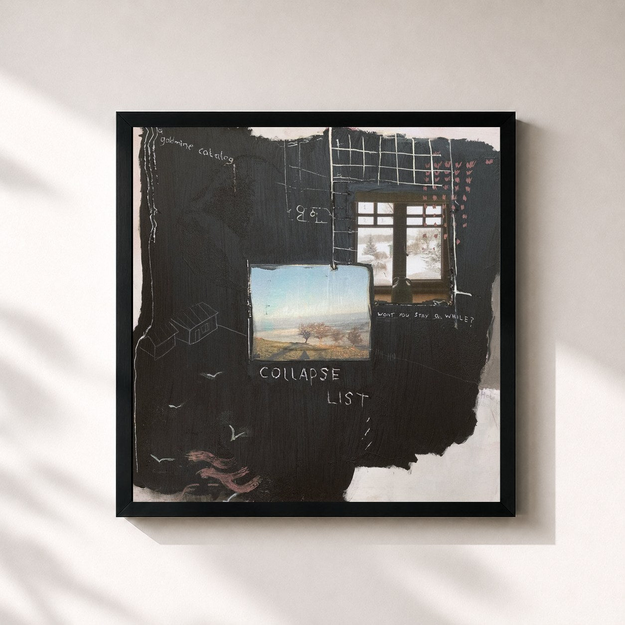 #noir Tableau carré de l'album Collapse List de Novo Amor, cadre noir 32x32 cm