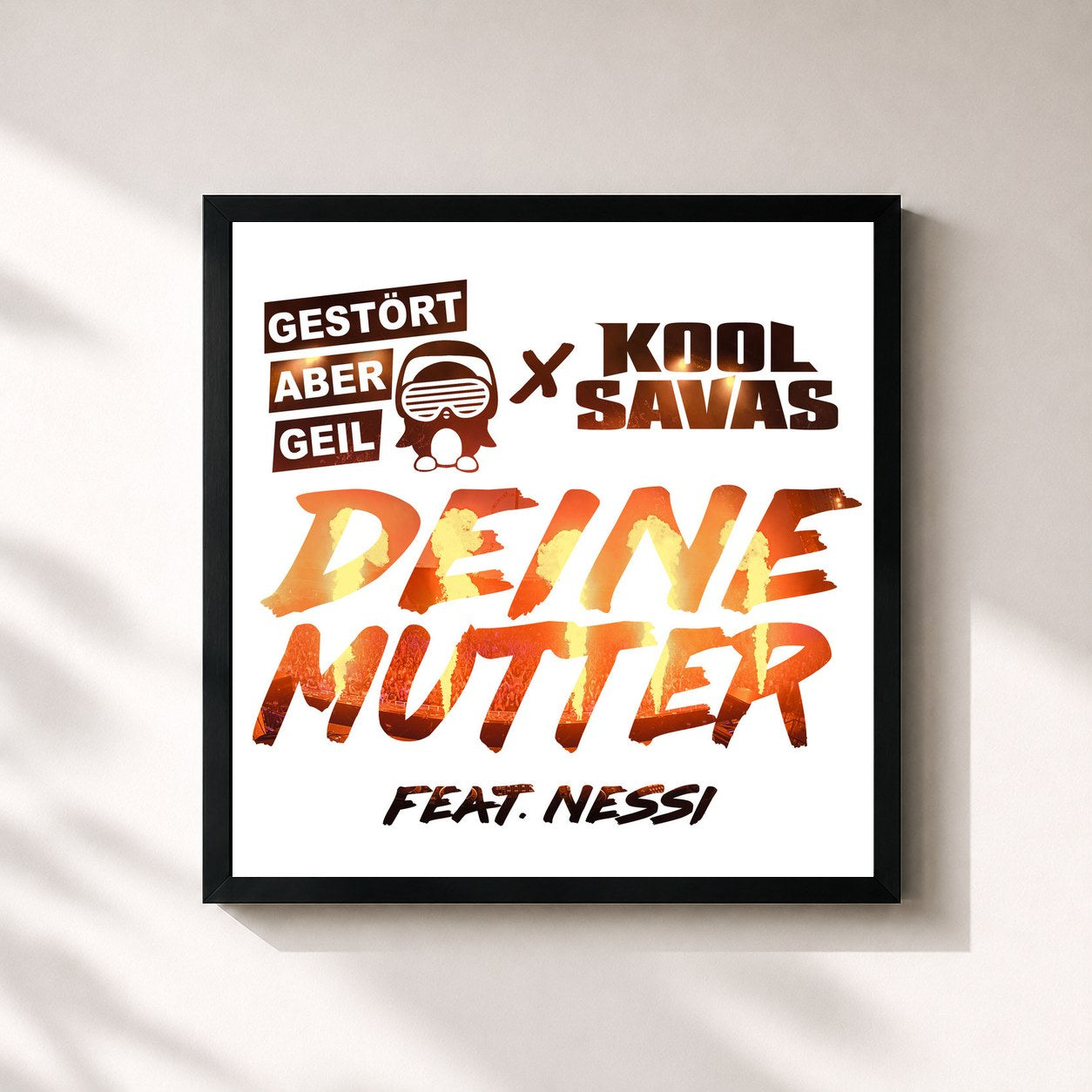 #noir Tableau carré de l'album Deine Mutter (Remix) de Gestört Aber GeiL, cadre noir 32x32 cm