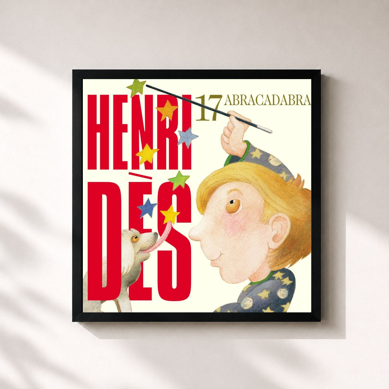 #noir Tableau carré de l'album Henri Dès, Vol. 17: Abracadabra de Henri Dès, cadre noir 32x32 cm
