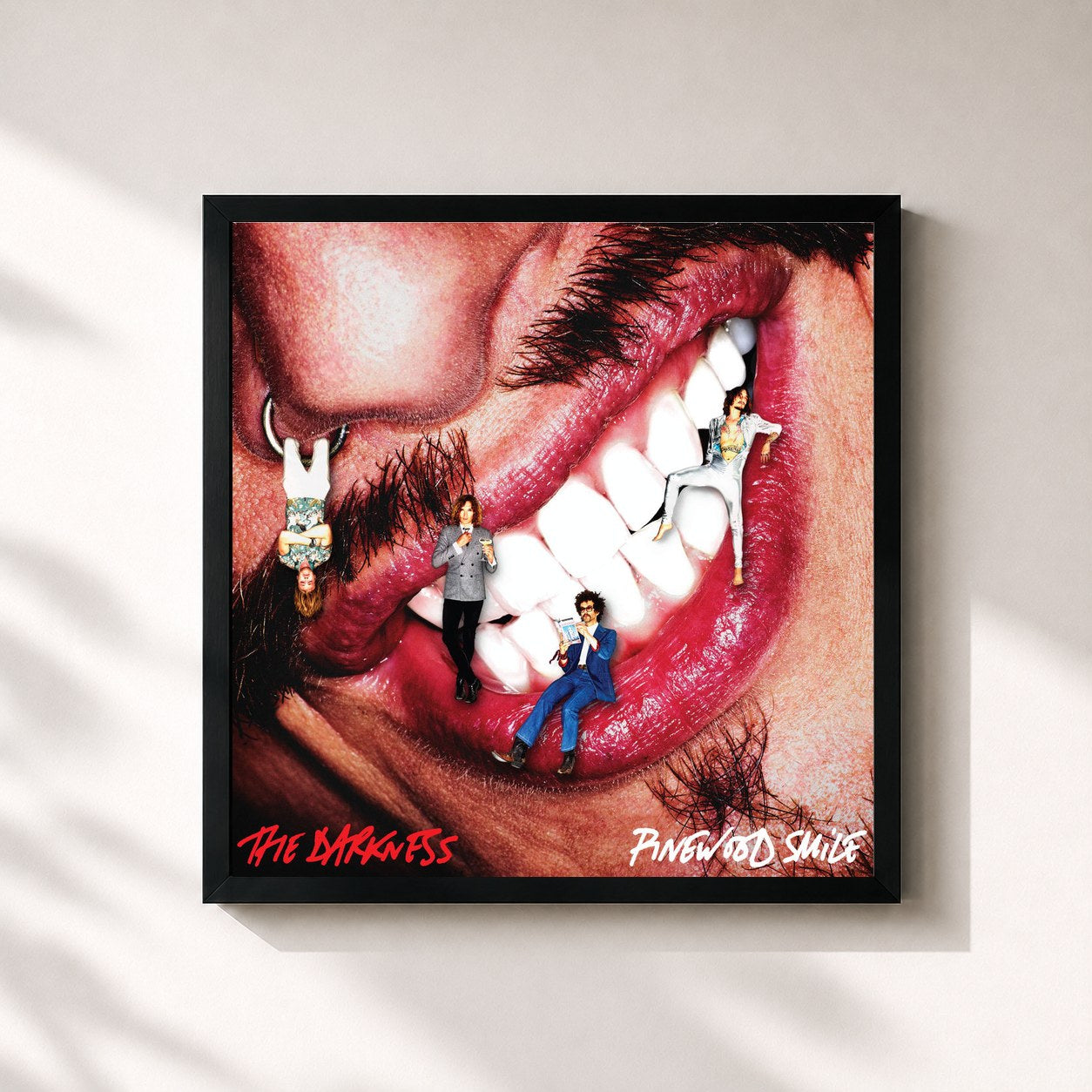#noir Tableau carré de l'album Pinewood Smile de The Darkness, cadre noir 32x32 cm