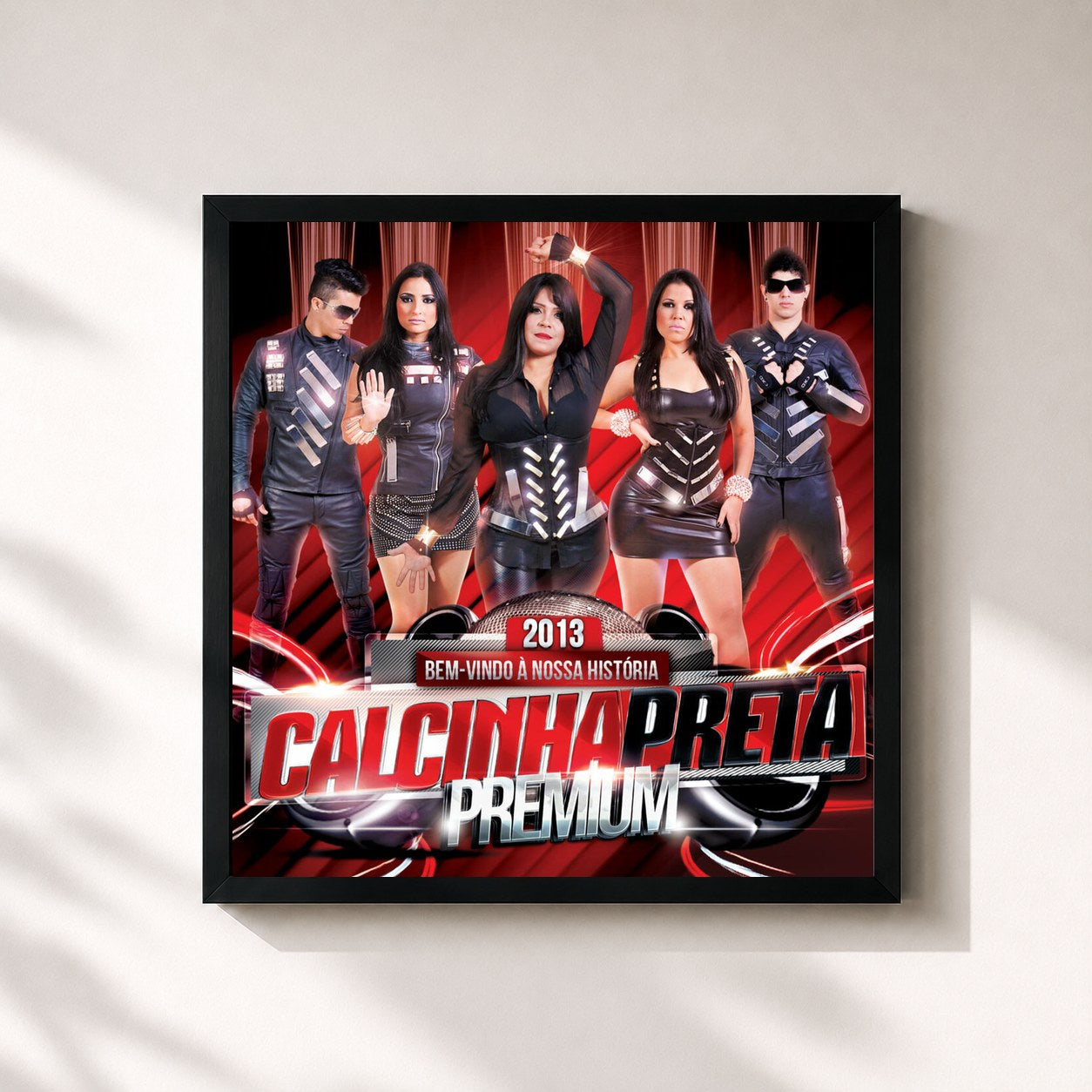 #noir Tableau carré de l'album Calcinha Preta Premium de Calcinha Preta, cadre noir 32x32 cm
