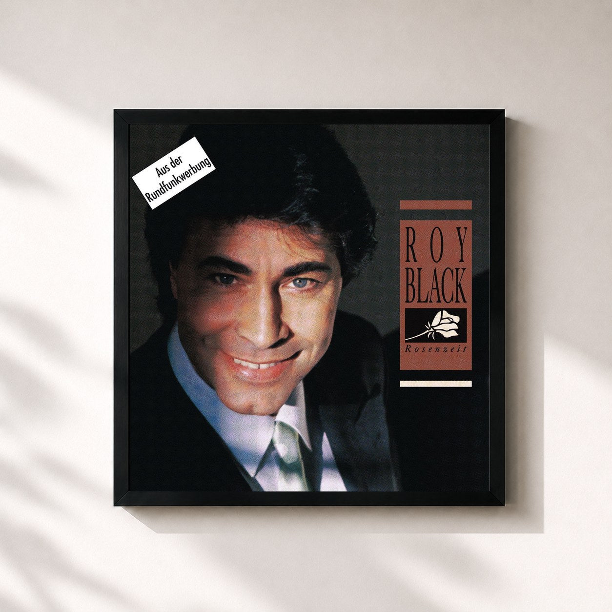 #noir Tableau carré de l'album Rosenzeit de Roy Black, cadre noir 32x32 cm