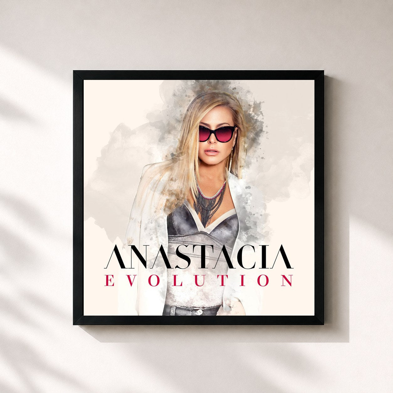#noir Tableau carré de l'album Evolution de Anastacia, cadre noir 32x32 cm