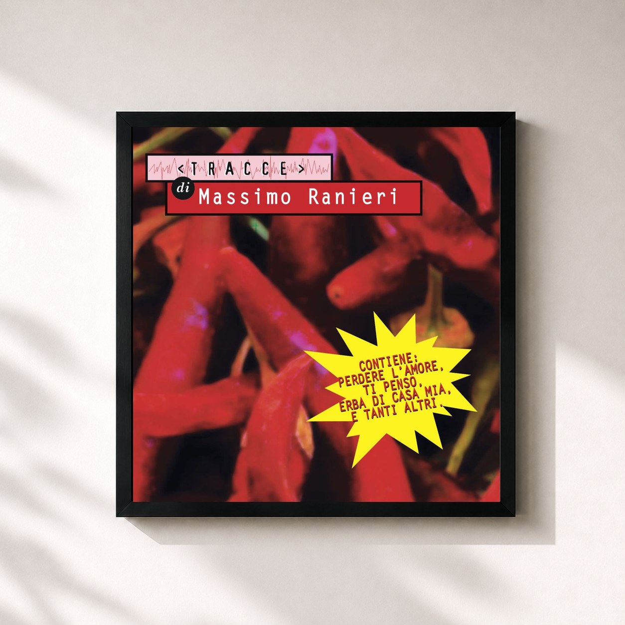 #noir Tableau carré de l'album Tracce di Massimo Ranieri de Massimo Ranieri, cadre noir 32x32 cm