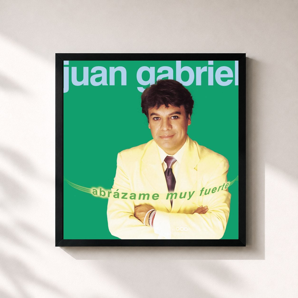#noir Tableau carré de l'album Abrázame Muy Fuerte de Juan Gabriel, cadre noir 32x32 cm