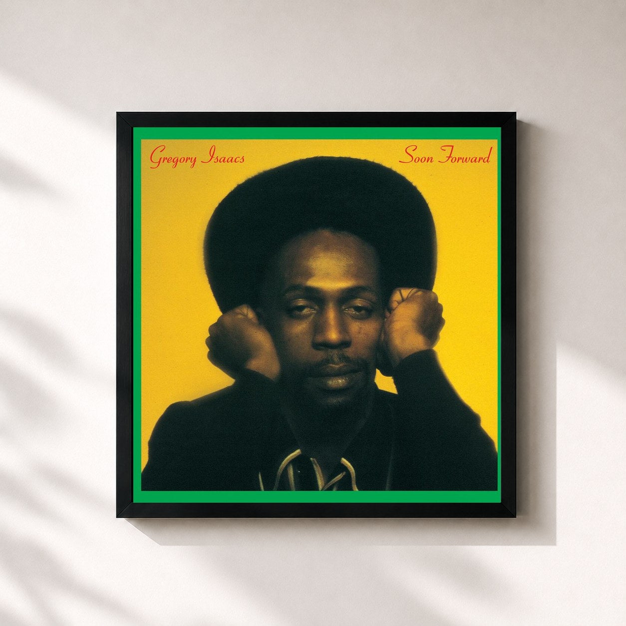#noir Tableau carré de l'album Soon Forward de Gregory Isaacs, cadre noir 32x32 cm