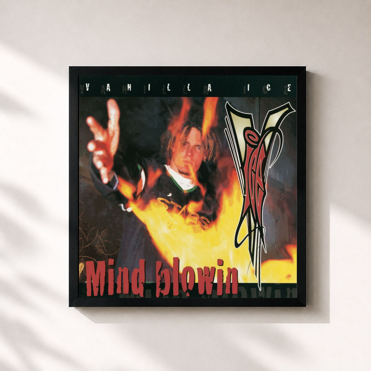#noir Tableau carré de l'album Mind Blowin' de Vanilla Ice, cadre noir 32x32 cm