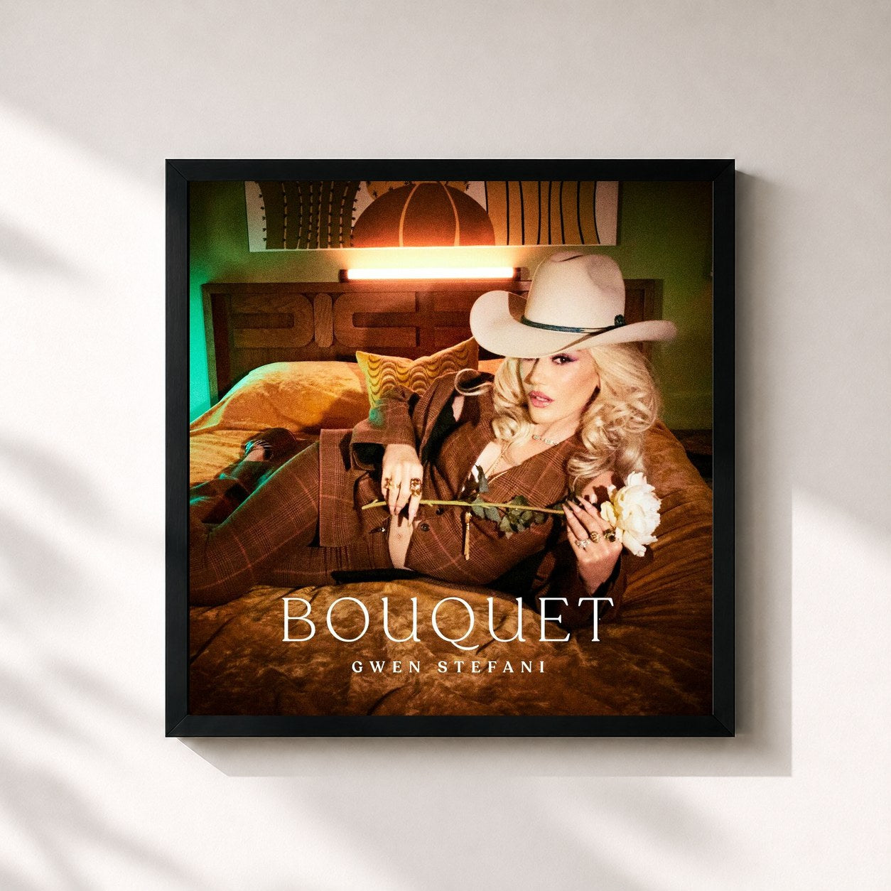 #noir Tableau carré de l'album Bouquet de Gwen Stefani, cadre noir 32x32 cm