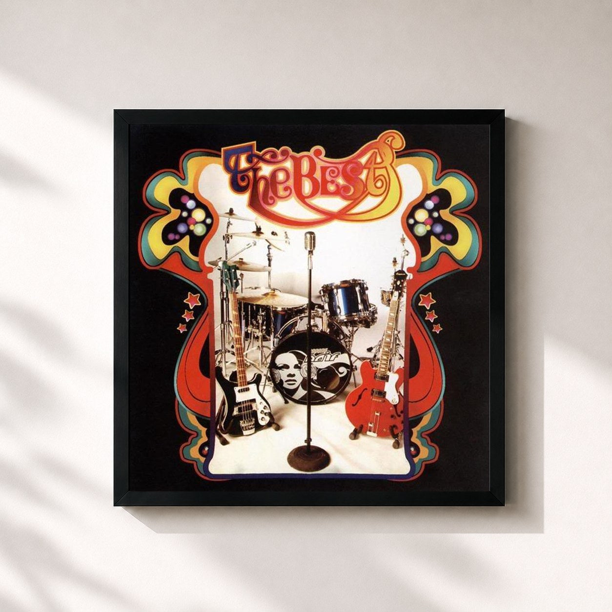#noir Tableau carré de l'album The Best de Naif, cadre noir 32x32 cm