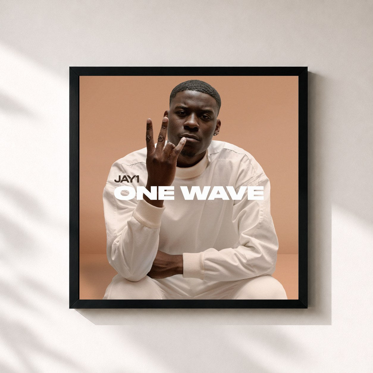 #noir Tableau carré de l'album One Wave de Jay1, cadre noir 32x32 cm