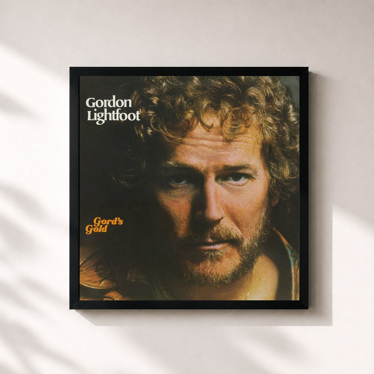 #noir Tableau carré de l'album Gord's Gold de Gordon Lightfoot, cadre noir 32x32 cm