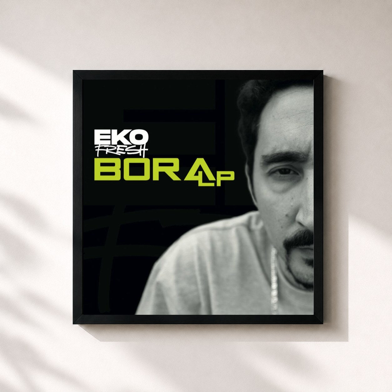 #noir Tableau carré de l'album Bora EP de Eko Fresh, cadre noir 32x32 cm