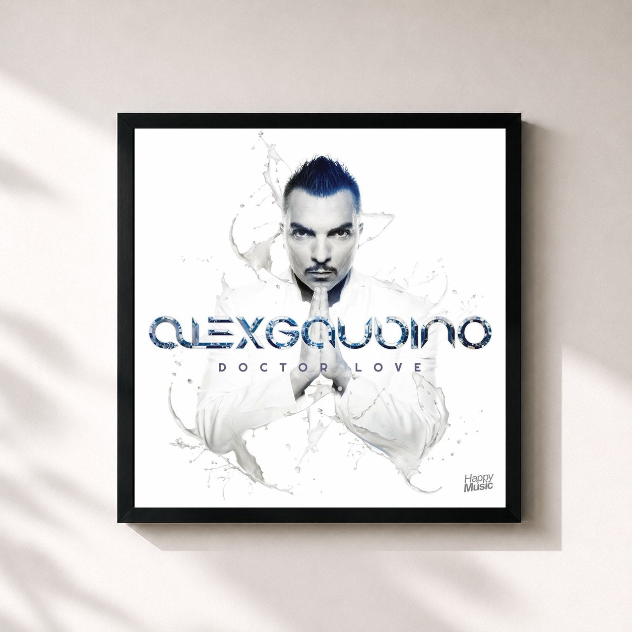 #noir Tableau carré de l'album Doctor Love - Album de Alex Gaudino, cadre noir 32x32 cm