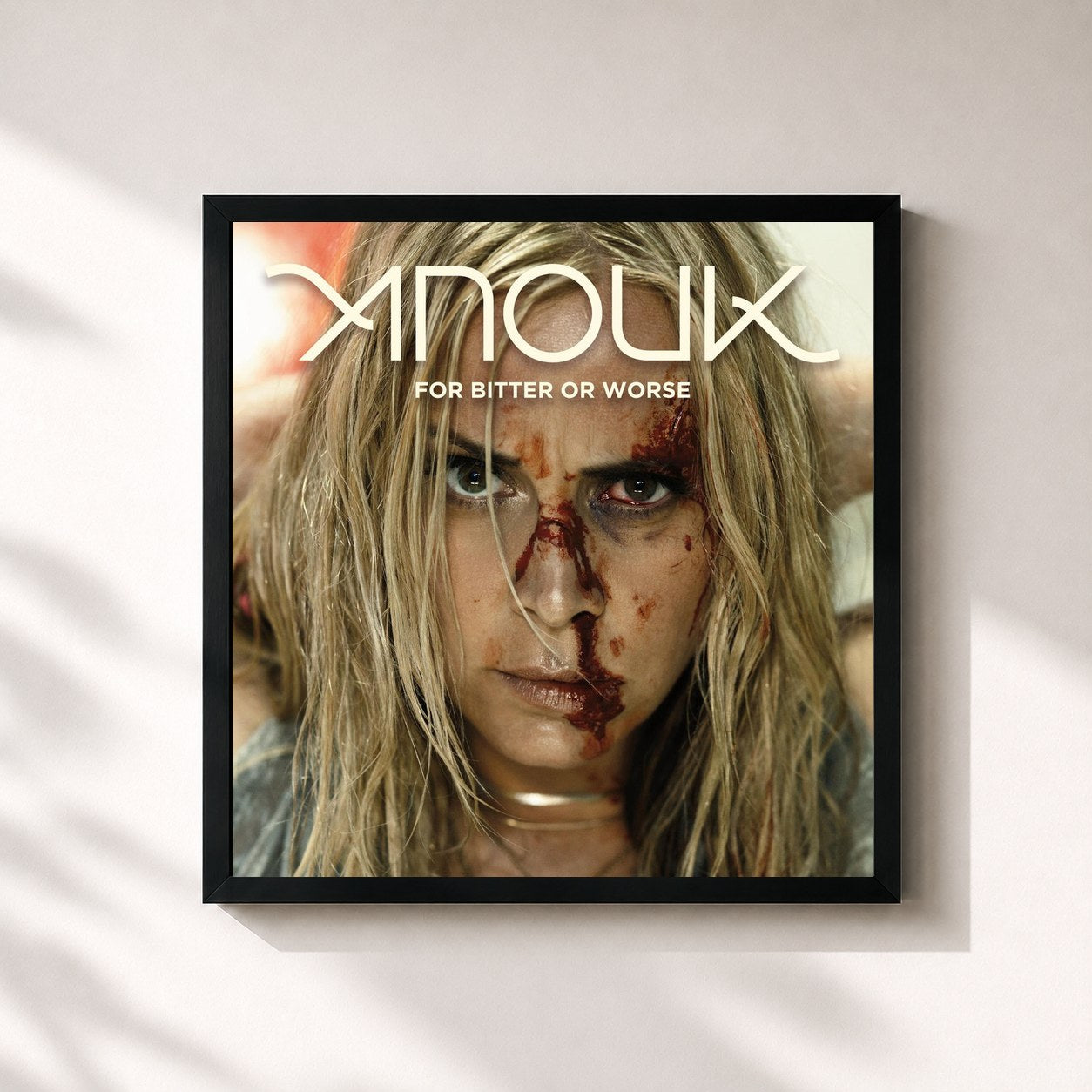 #noir Tableau carré de l'album For Bitter Or Worse de Anouk, cadre noir 32x32 cm