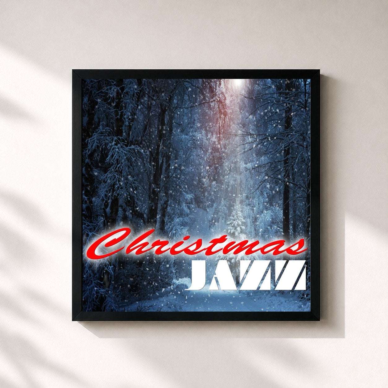 #noir Tableau carré de l'album Christmas Jazz de Weihnachtslieder, cadre noir 32x32 cm