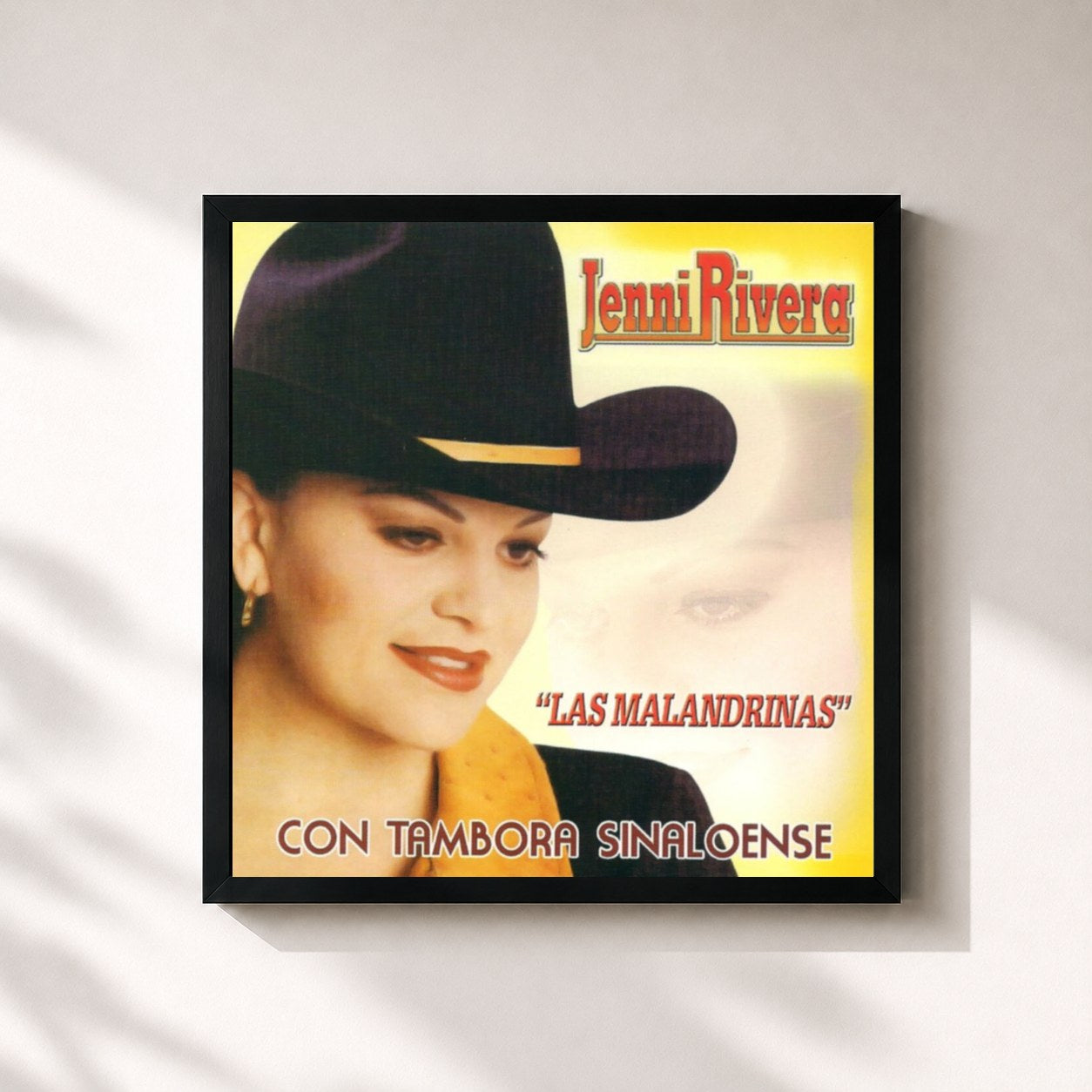 #noir Tableau carré de l'album Las Malandrinas de Jenni Rivera, cadre noir 32x32 cm