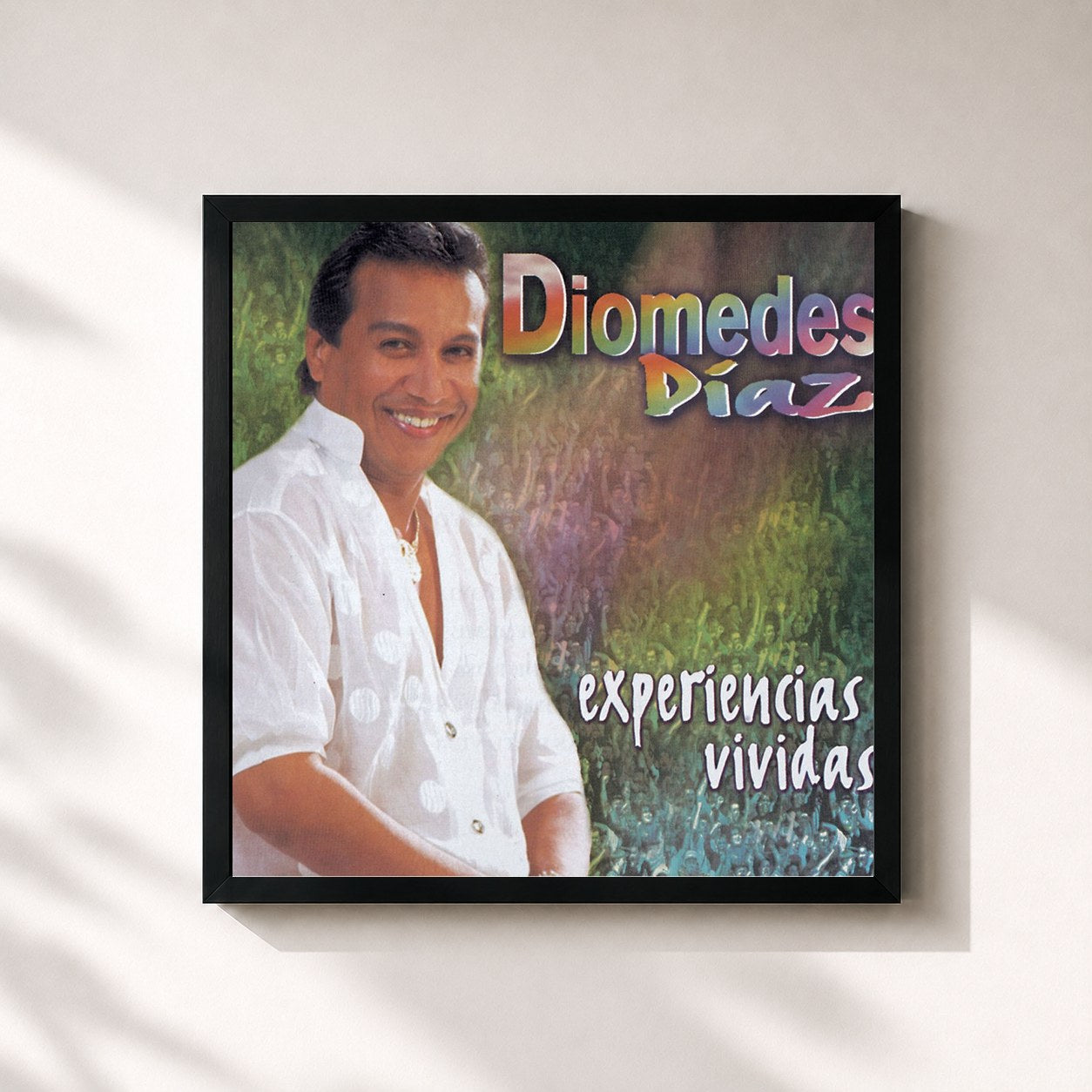 #noir Tableau carré de l'album Experiencias Vividas de Diomedes Diaz, cadre noir 32x32 cm