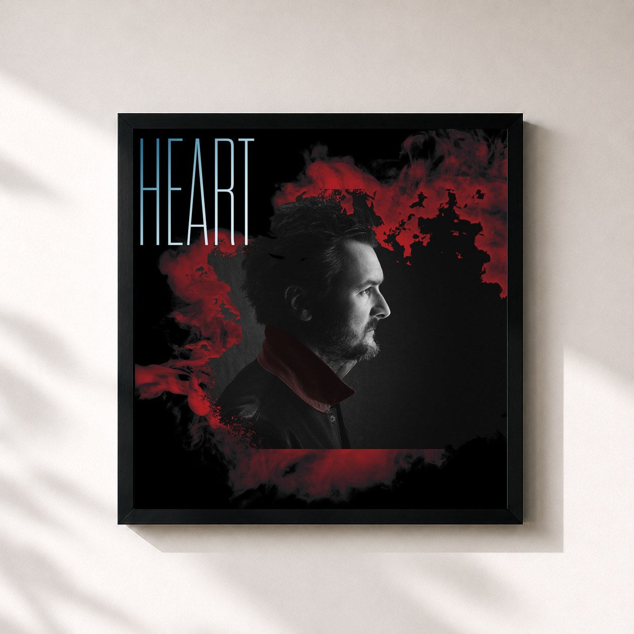 #noir Tableau carré de l'album Heart de Eric Church, cadre noir 32x32 cm