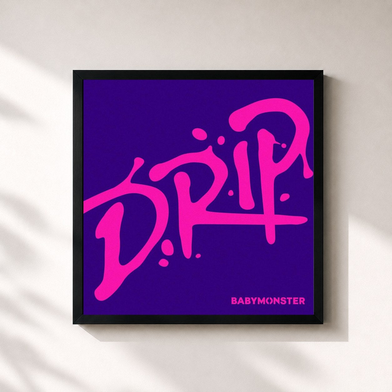 #noir Tableau carré de l'album DRIP de BABYMONSTER, cadre noir 32x32 cm