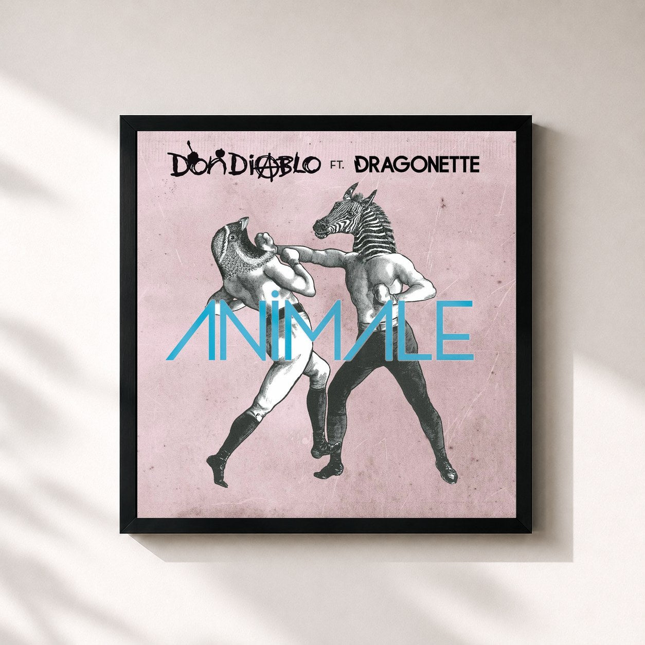 #noir Tableau carré de l'album Animale (feat. Dragonette) de Don Diablo, cadre noir 32x32 cm