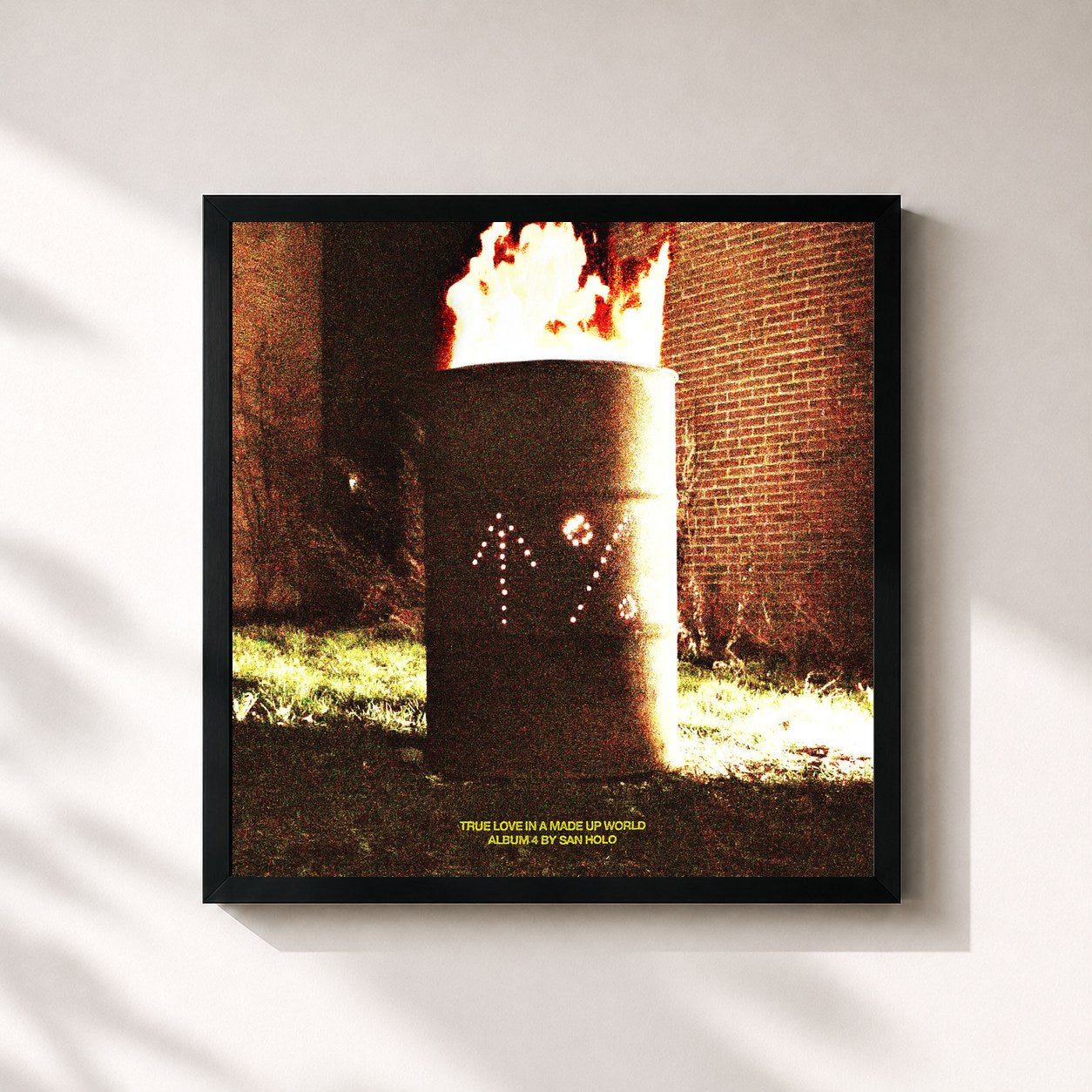 #noir Tableau carré de l'album TRUE LOVE IN A MADE UP WORLD de San Holo, cadre noir 32x32 cm