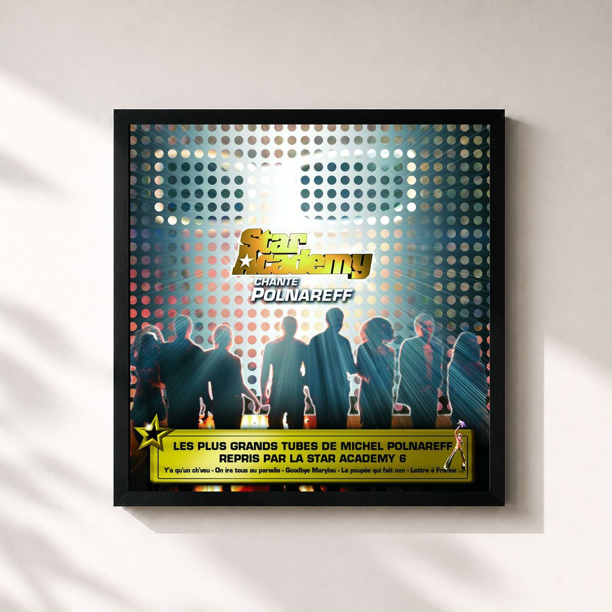 #noir Tableau carré de l'album Tribute Star Academy - M.Polnareff de Star Academy, cadre noir 32x32 cm