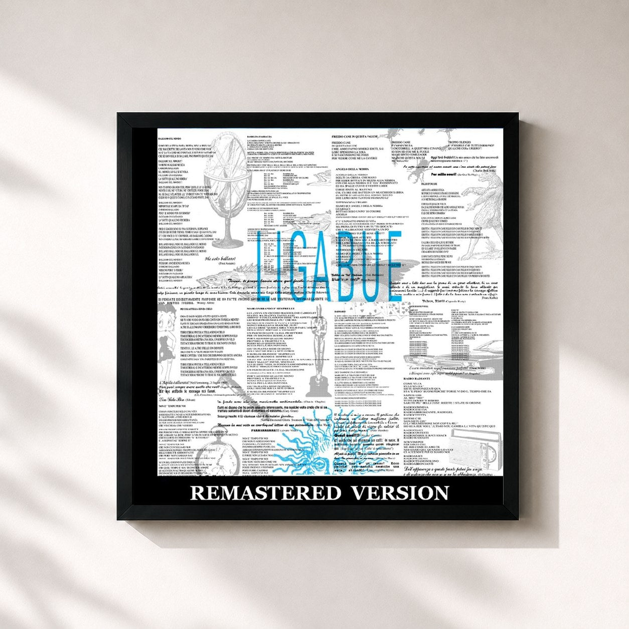 #noir Tableau carré de l'album Ligabue [Remastered Version] de Ligabue, cadre noir 32x32 cm