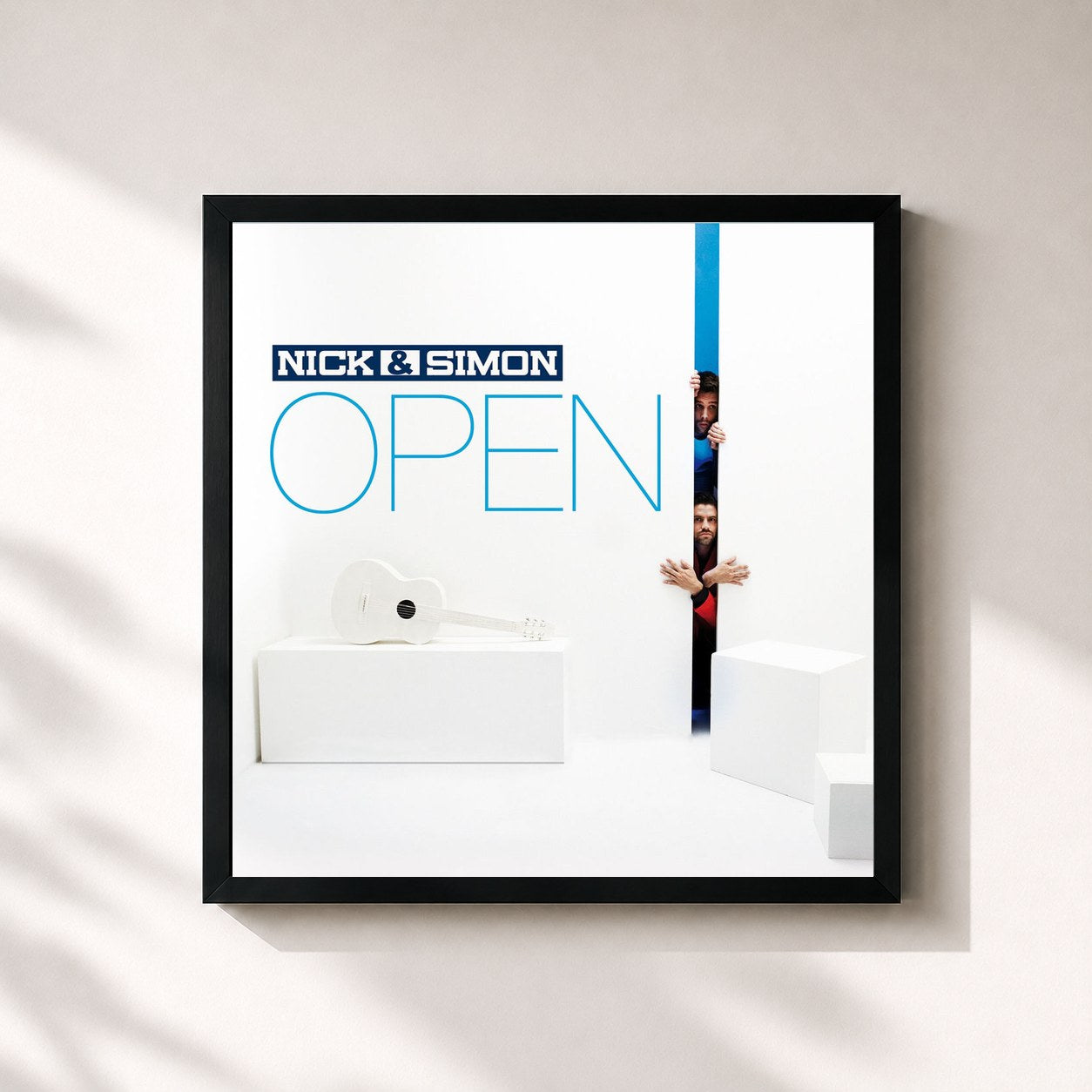 #noir Tableau carré de l'album Open de Nick & Simon, cadre noir 32x32 cm