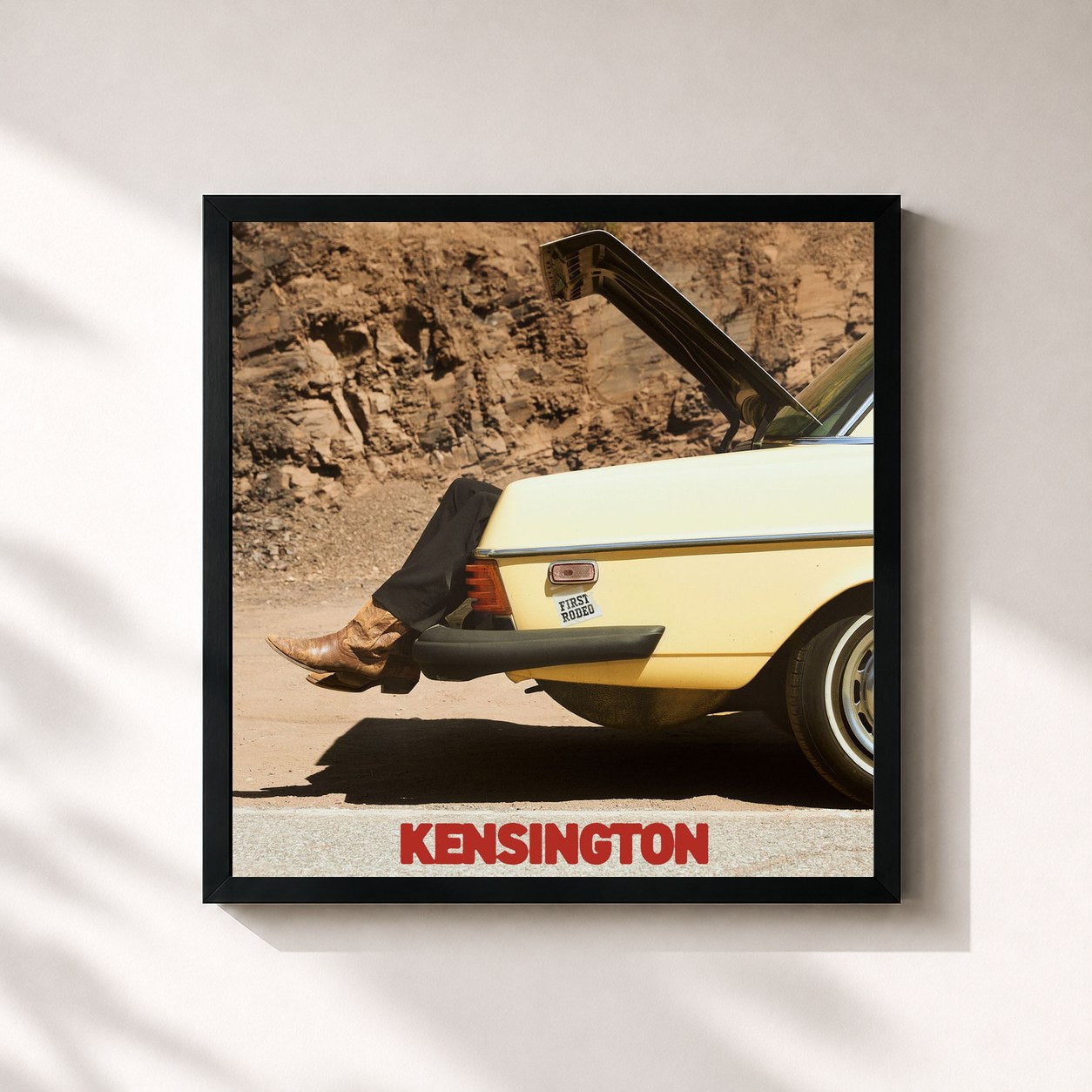 #noir Tableau carré de l'album First Rodeo de Kensington, cadre noir 32x32 cm