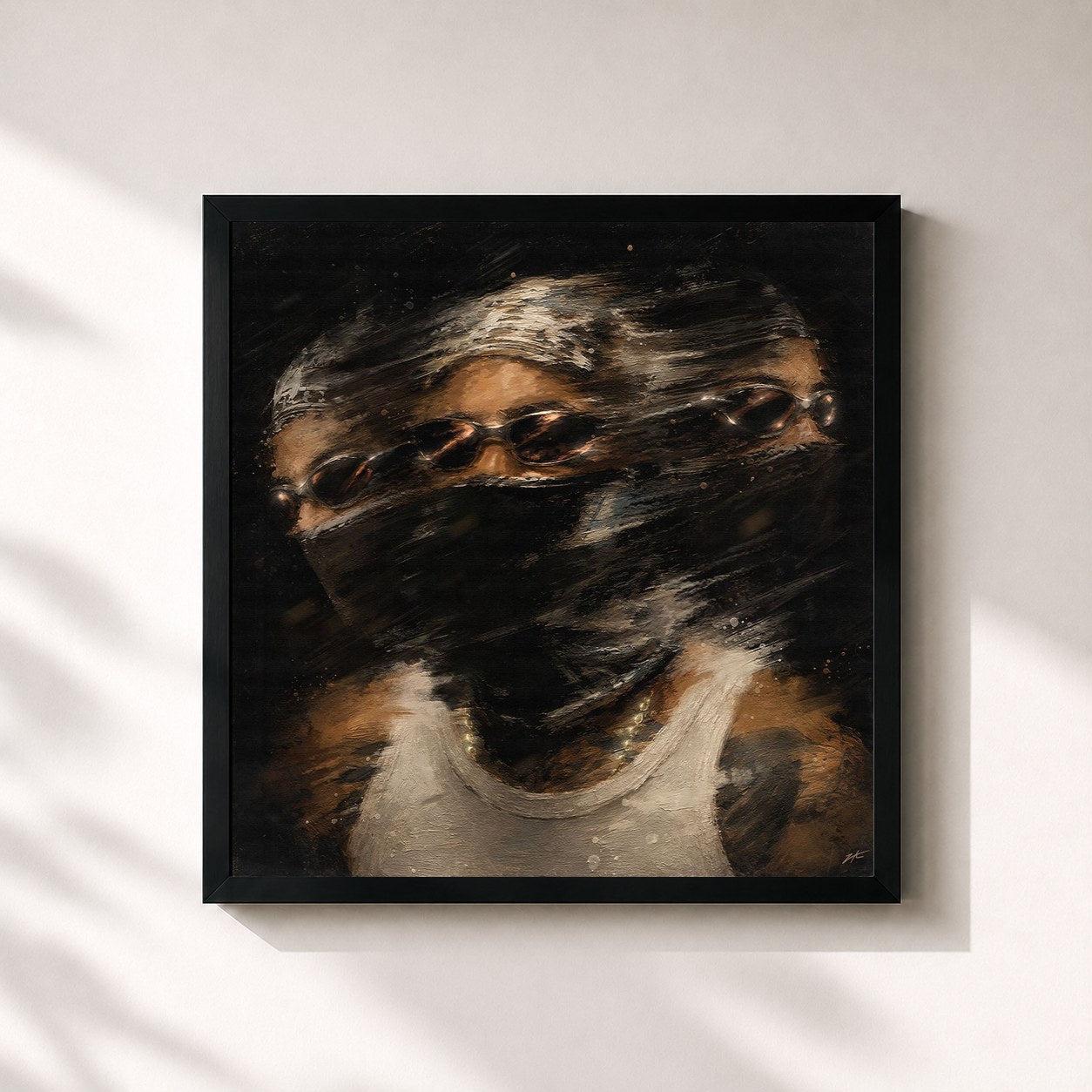 #noir Tableau carré de l'album Meu vulgo é 2T de Mc Tuto, cadre noir 32x32 cm