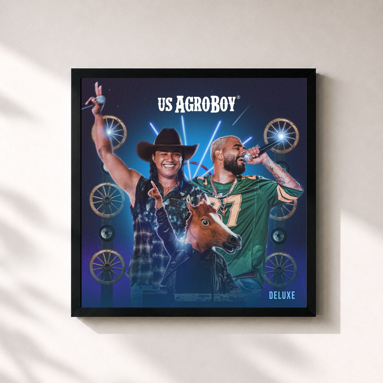 #noir Tableau carré de l'album Us Agroboy (Deluxe) de US Agroboy, cadre noir 32x32 cm