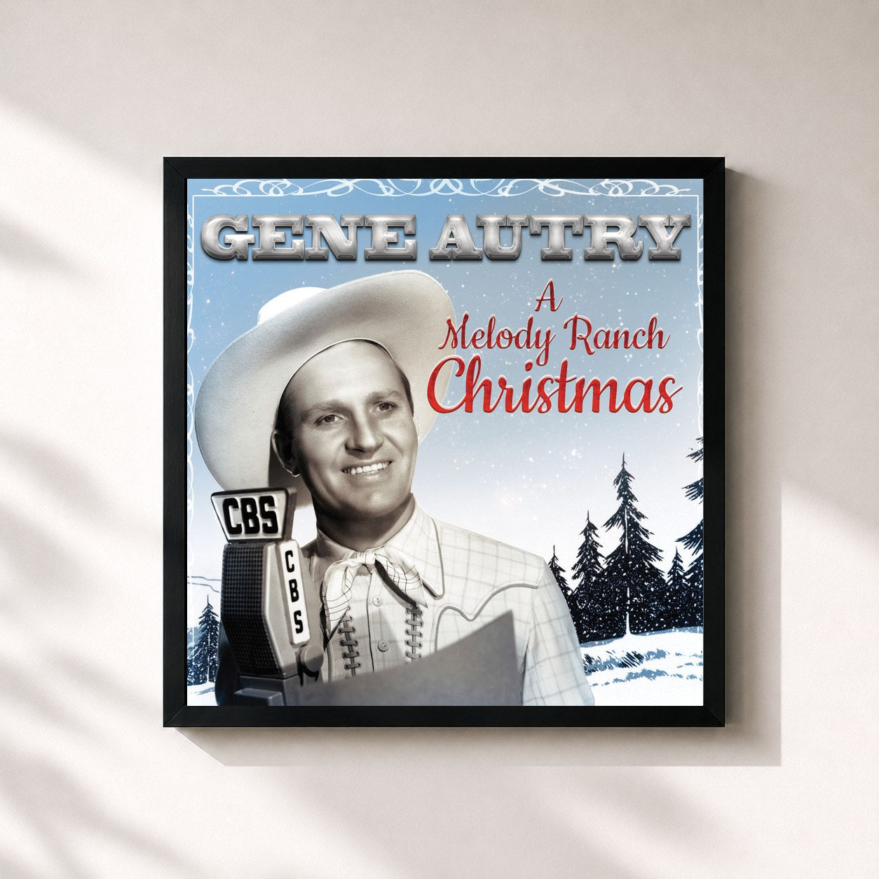 #noir Tableau carré de l'album Gene Autry: A Melody Ranch Christmas de Gene Autry, cadre noir 32x32 cm