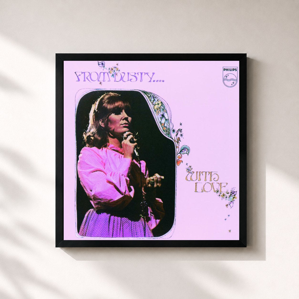 #noir Tableau carré de l'album From Dusty With Love (Remastered) de Dusty Springfield, cadre noir 32x32 cm