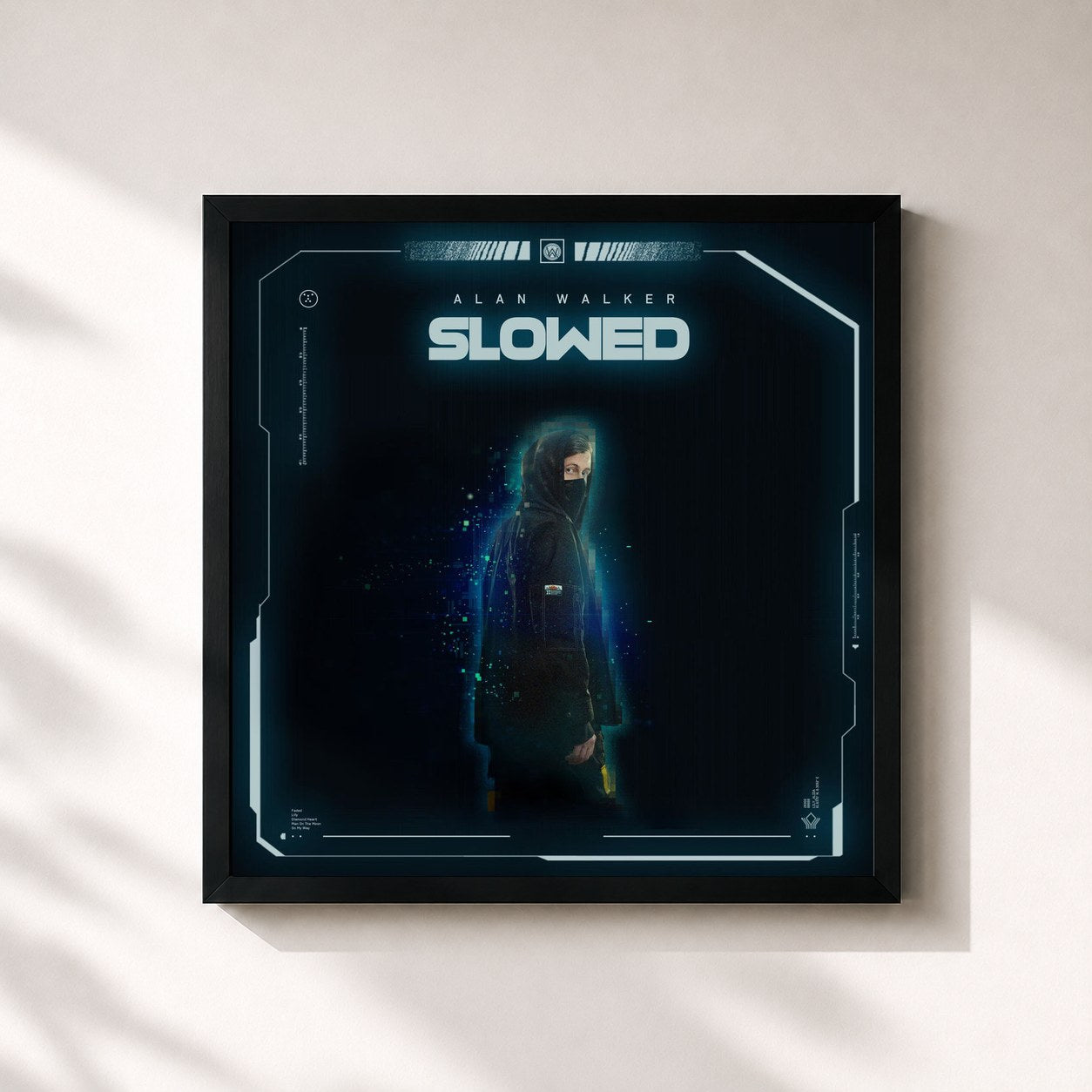 #noir Tableau carré de l'album Slowed de Alan Walker, cadre noir 32x32 cm