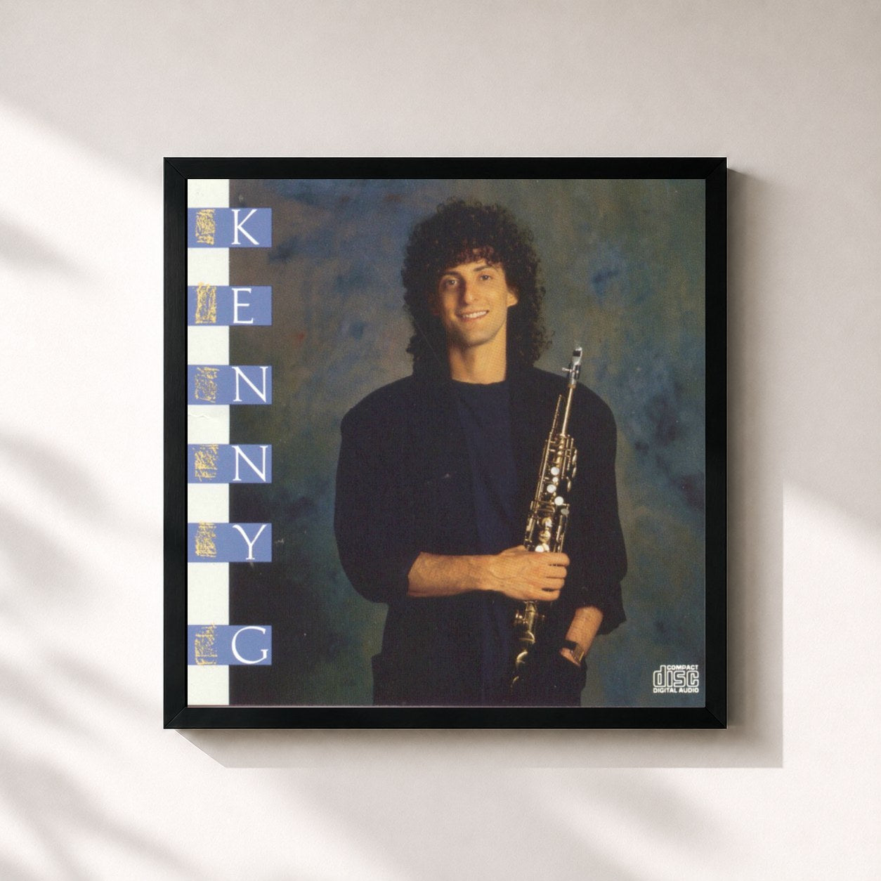 #noir Tableau carré de l'album Kenny G de Kenny G, cadre noir 32x32 cm