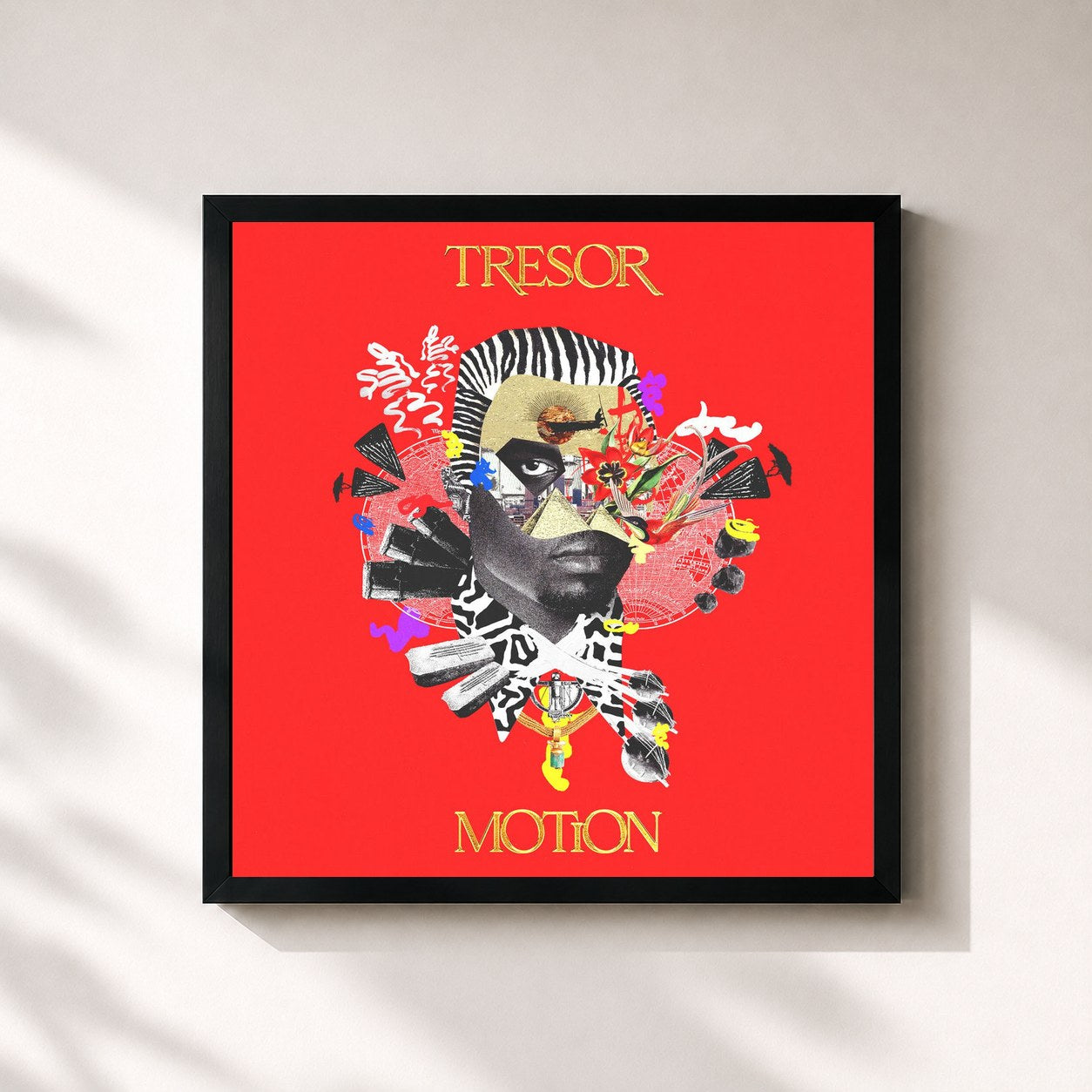 #noir Tableau carré de l'album Motion de TRESOR, cadre noir 32x32 cm