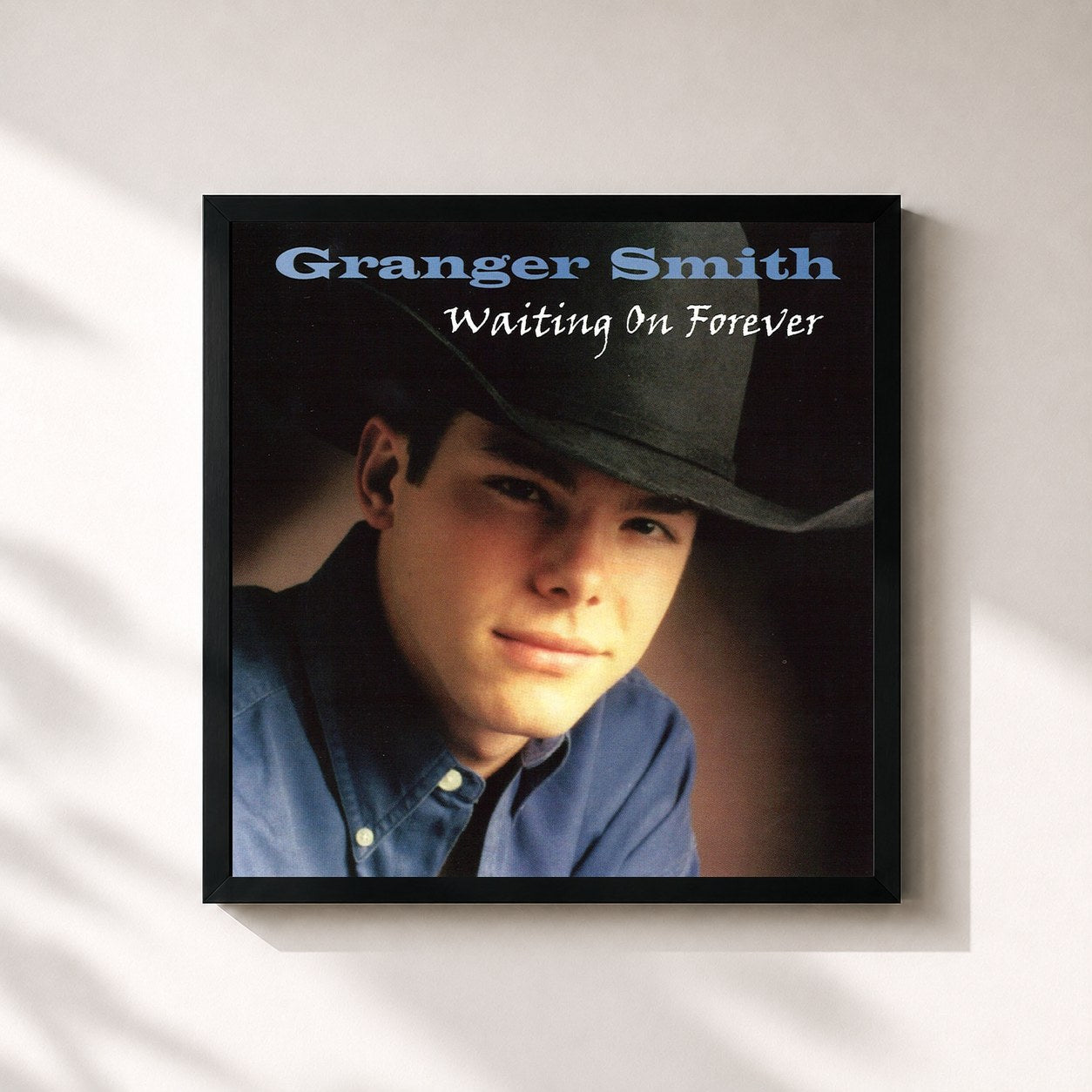 #noir Tableau carré de l'album Waiting on Forever de Granger Smith, cadre noir 32x32 cm