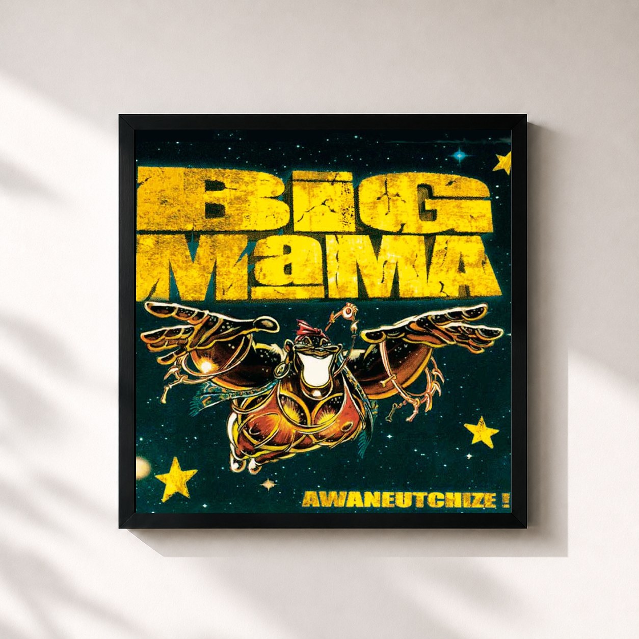 #noir Tableau carré de l'album Awaneutchize de Big Mama, cadre noir 32x32 cm