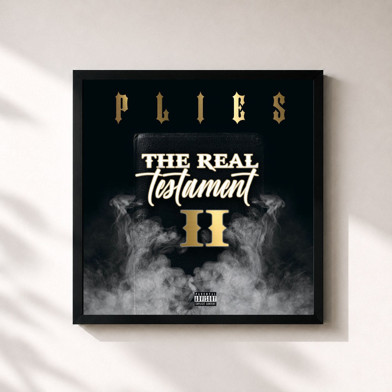 #noir Tableau carré de l'album The Real Testament II de Plies, cadre noir 32x32 cm